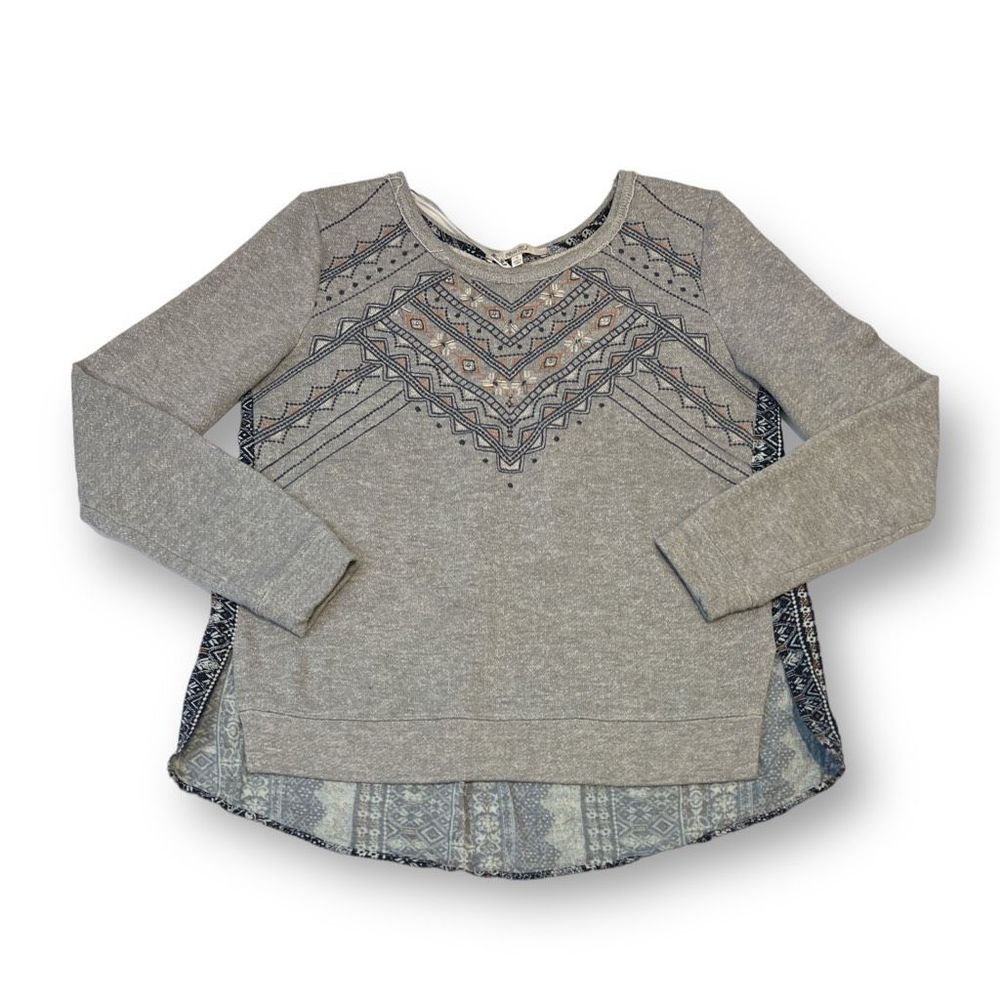 Miss Me Gray Geometric Blouse